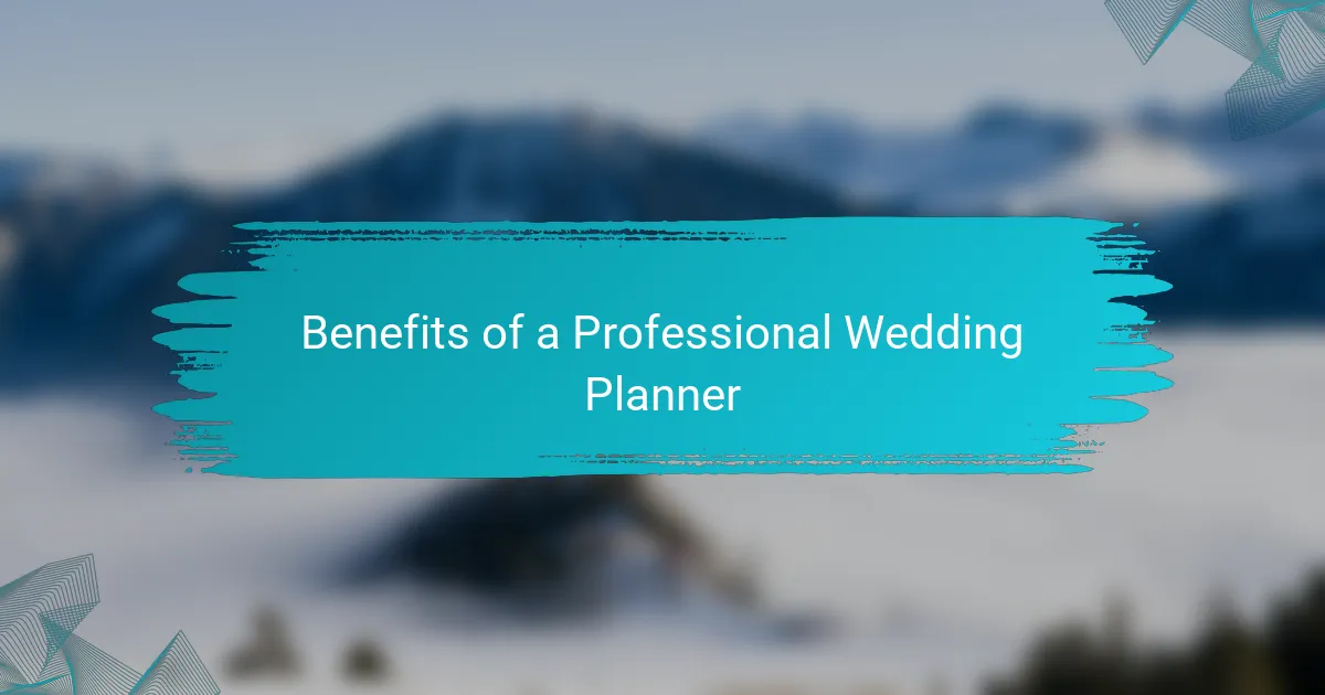 Benefits of a Professional Wedding Planner
