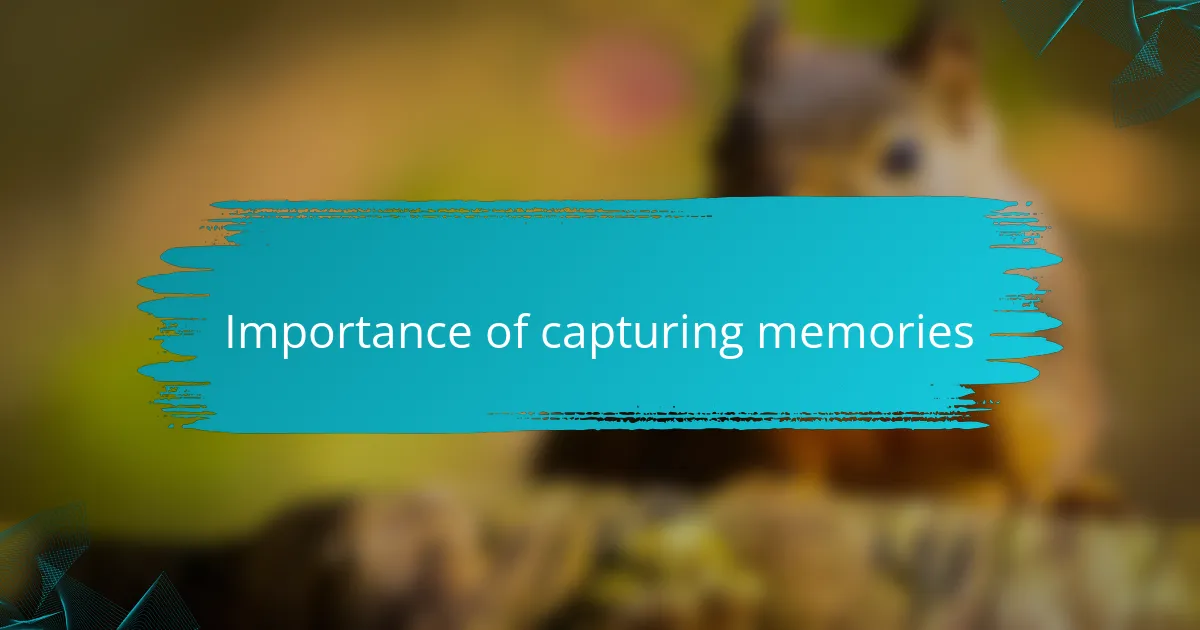 Importance of capturing memories