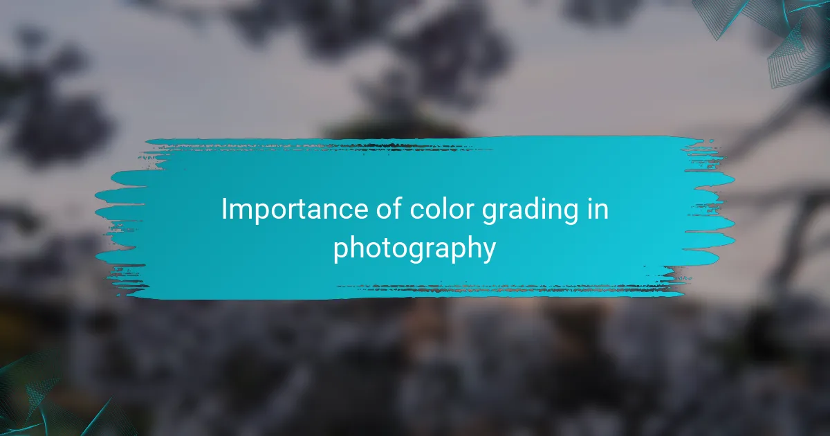 Importance of color grading in photography