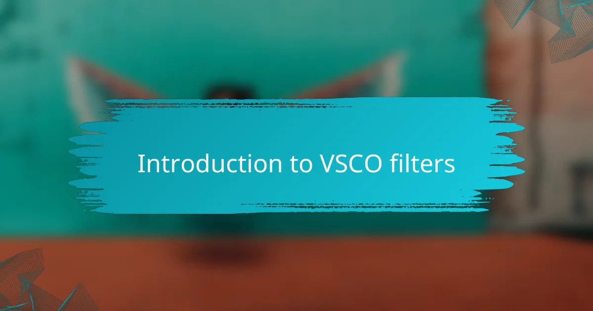 Introduction to VSCO filters