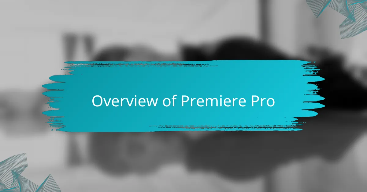 Overview of Premiere Pro