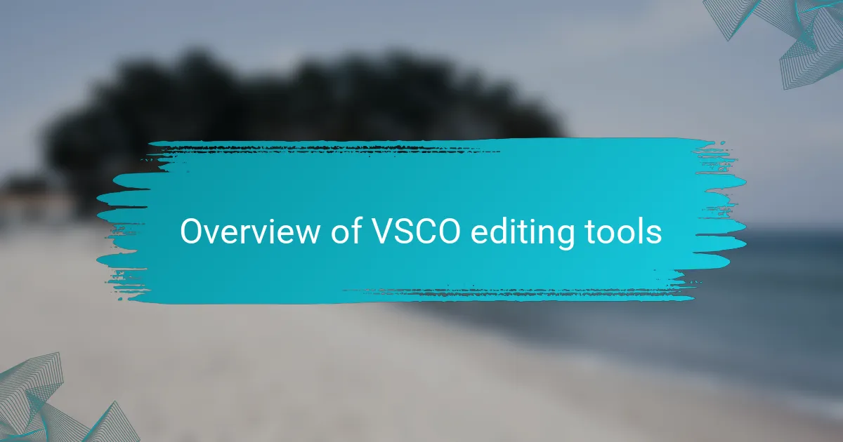 Overview of VSCO editing tools