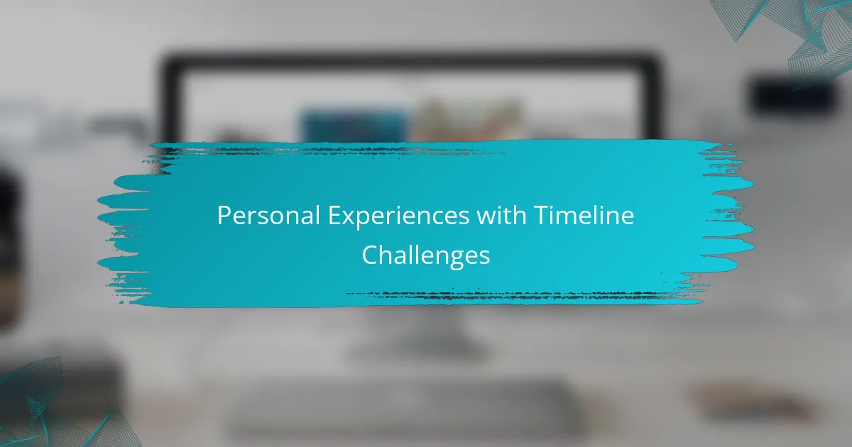 Personal Experiences with Timeline Challenges