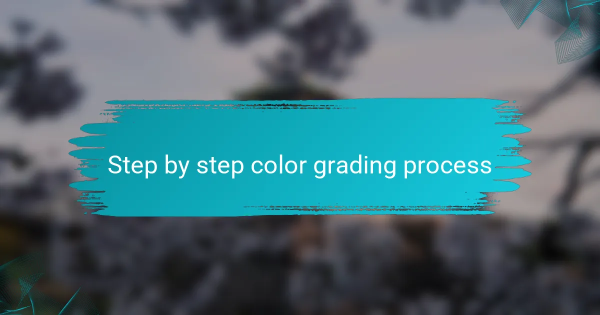 Step by step color grading process