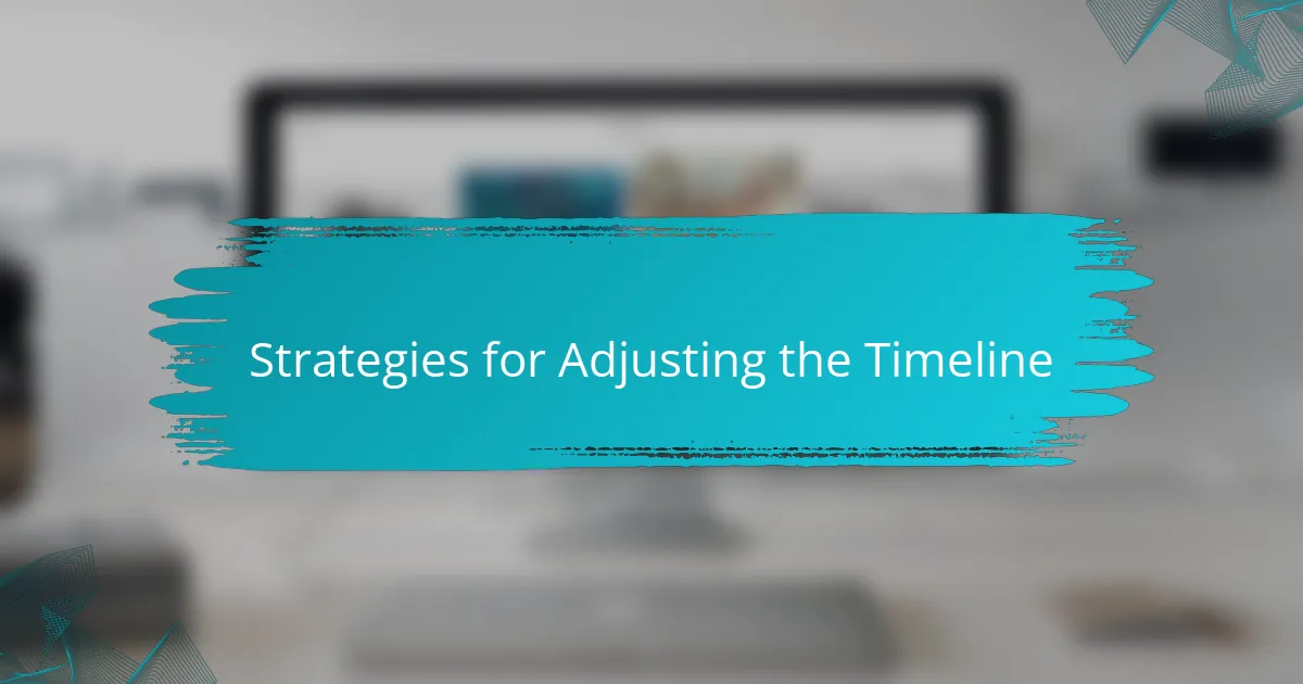 Strategies for Adjusting the Timeline